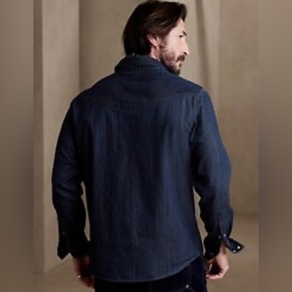 Banana Republic Western Rodeo Pearl Snap Cowboy Denim Shirt NWOT L Southwestern - Picture 3 of 5